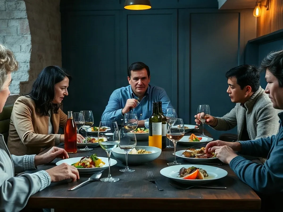 Adultes partageant un repas de saison